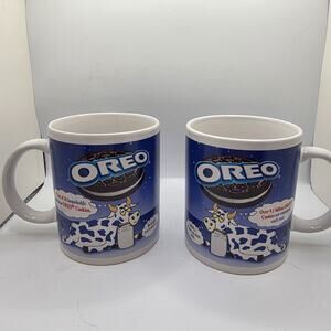 Lot of 2 Oreo Coffee Mugs Milk Cow Design Kraft Foods 31821 Ceramic Cups